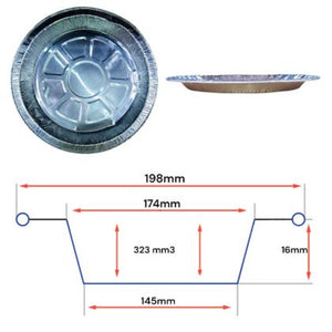 Aluminium Foil 8" Round Pie Flan Tart Plate  | 198mm x 16mm Deep | 1000 Pack